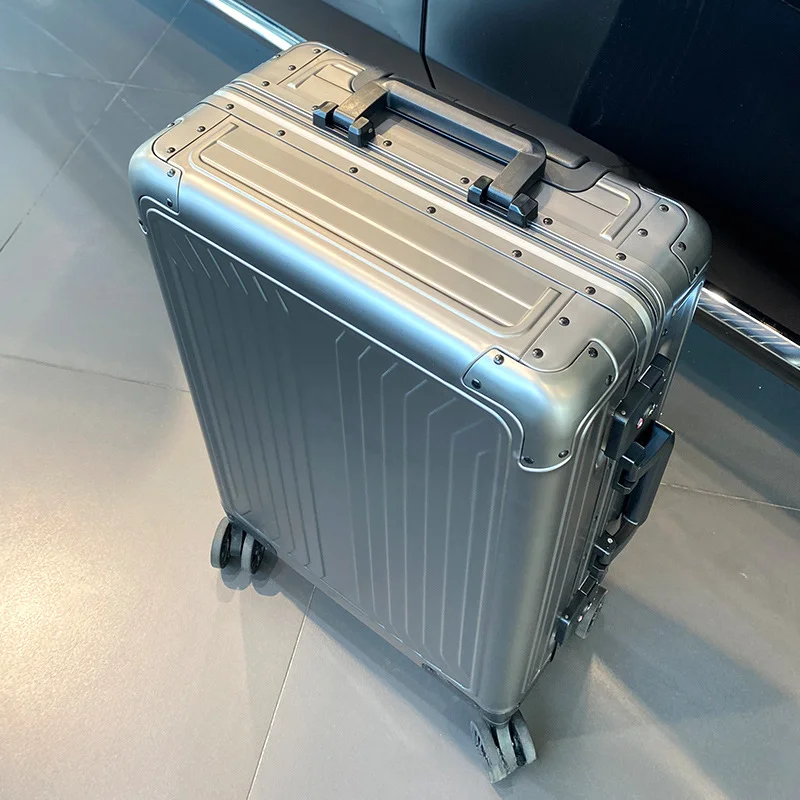 2025 All aluminum travel suitcase on wheels combination lock rolling luggage case Men's Business large size luggage Hand luggage