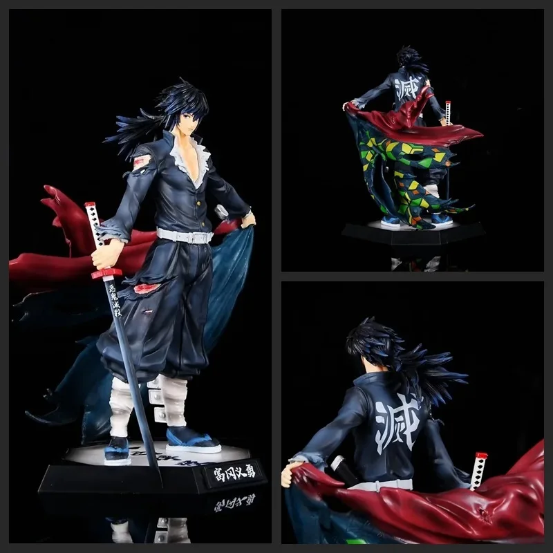 29cm Anime Demon Slayer Tomioka Giyuu Battle Ver. Gk Pvc Action Figure Statue Collectible Model Kids Toys Doll Gifts