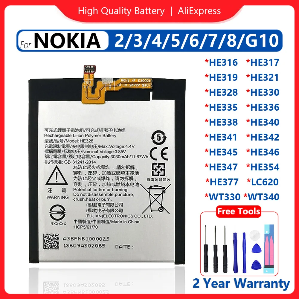 Original Replacement Battery For NOKIA 2 3 4 5 6 7 8 9 G10 G20 Plus Dual Rechargeable Mobile phone Batteria+Free Gift+Track Code