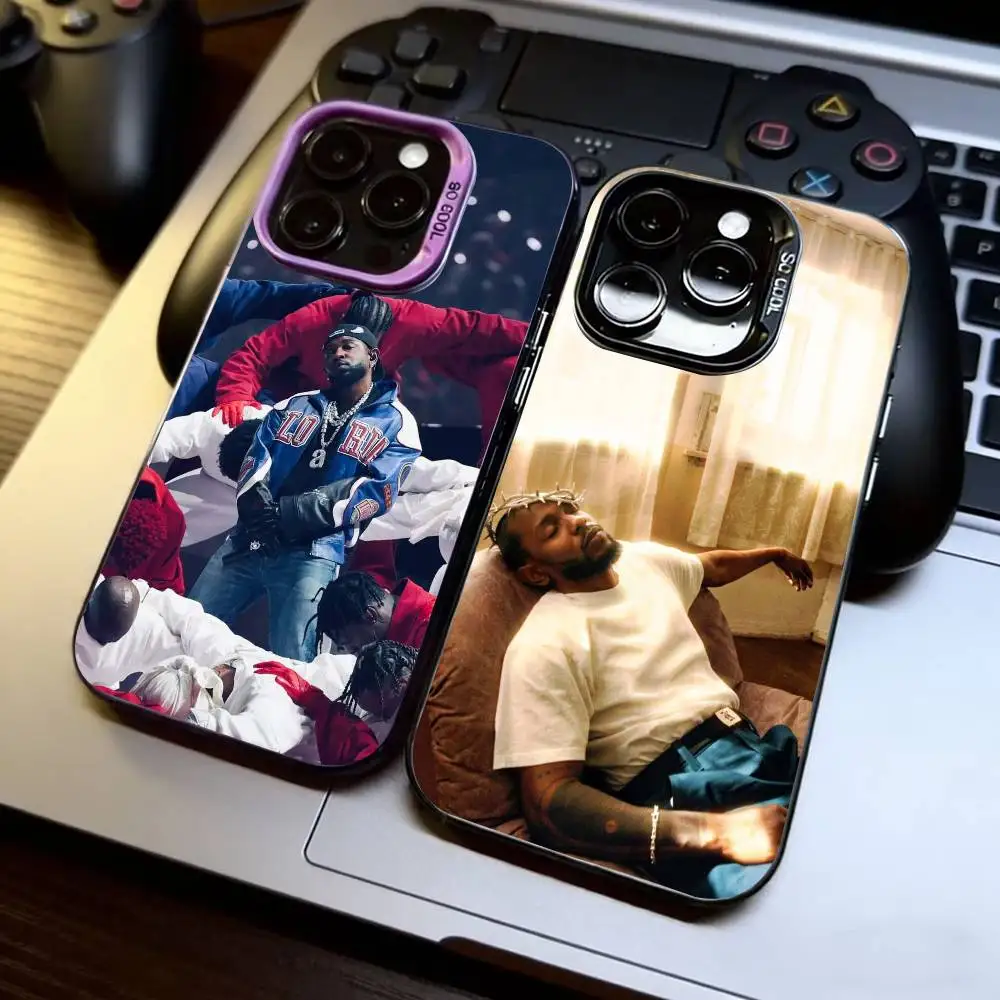 

Rapper K-Kendrick Lamar Phone Case For iPhone 17,16,15,14,13,12,11 Plus,Pro Max,XS,Colorful Silver Black Cover