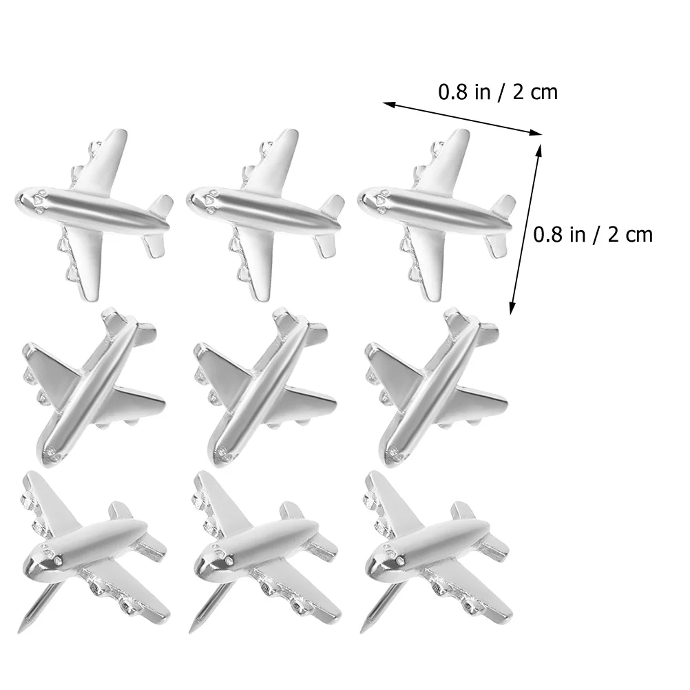 30 Pcs Airplane Aircraft Pushpin Office Cork Board Postcard Thumb Tack Steel Needle Bulletin Tacks