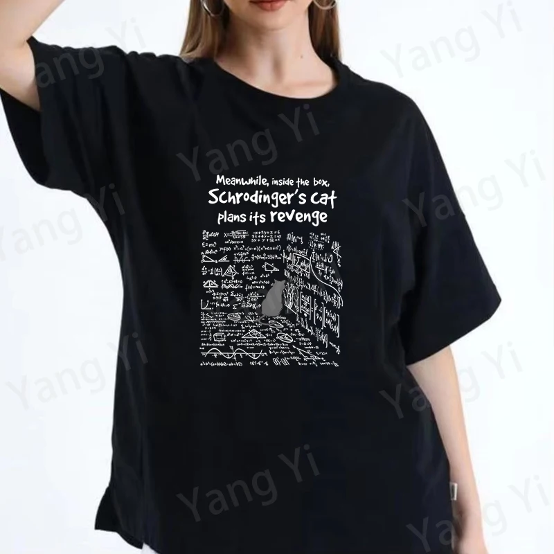 Cat Plans Its Revenge Pattern Men Women Cotton T-Shirt Fashion Short Sleeve Casual Summer Street Simple Loose Tops Neutral Tees