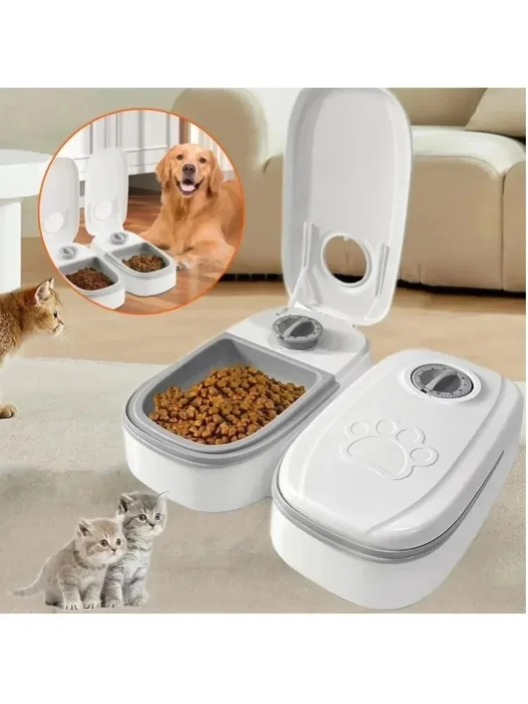 2-Mahlzeiten-Futterspender, 700ml Katzenfutterspender, Geeignet für Nass- und Trockenfutter, für Katzen und Kleine Hunde