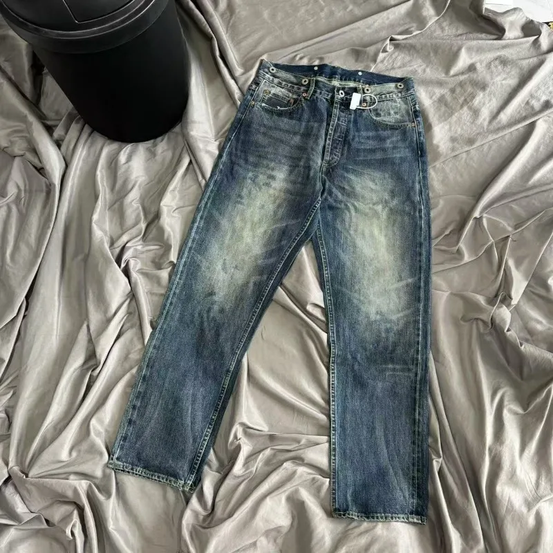 

Japanese Trend MADNESS Distressed Washed Jeans Corroded Damaged Pants Men Women Loose Button Trousers High Quality Casual Pants