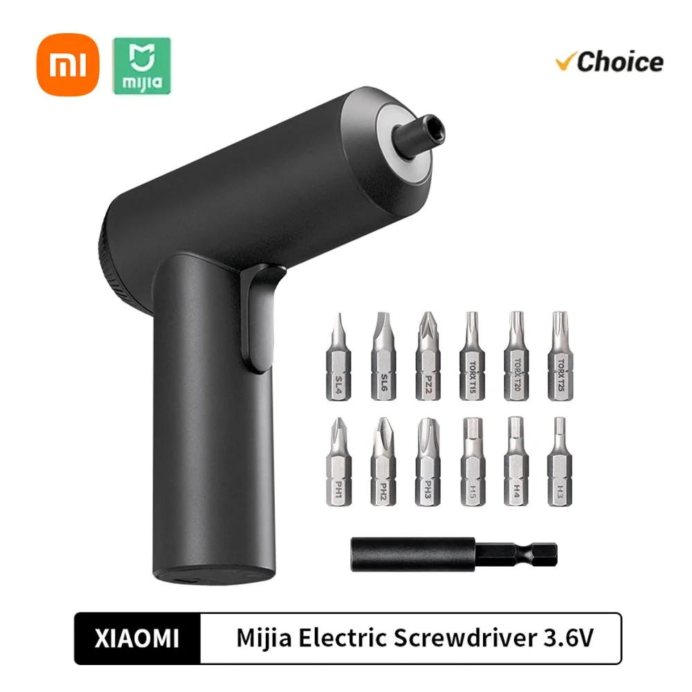 Xiaomi Mijia Electric Screwdriver 3.6V 2000mAh 5N.M Torque Electric Screwdriver Household With 12Pcs S2 Screw Bits Repair Tool