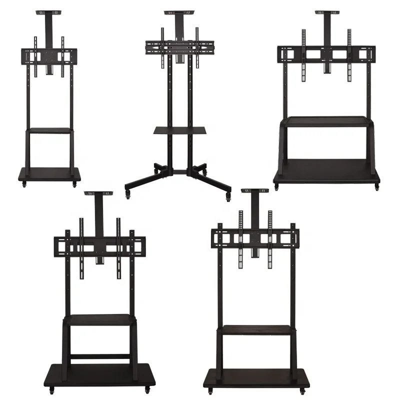 V-STAR High Quality  Iron TV Mount Stands Floor Wheels Mobile Metal LCD TV Cart With Bracket  for 32