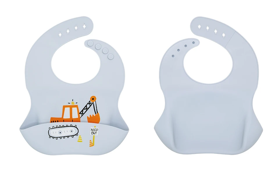 Wasserdichte Lätzchen für Kinder zum Füttern von Babys, Essen, weiches Silikon, Babeast-Cartoon-Druck, verstellbare Baby-Probier-Lätzchen – Detail 11