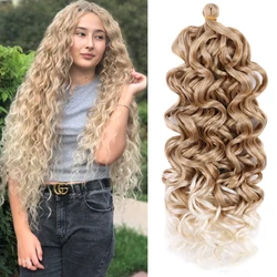 Extensiones de Cabello sintético Hawaiano para mujer, pelo trenzado Afro rizado Rubio degradado de ganchillo Natural, 20 pulgadas