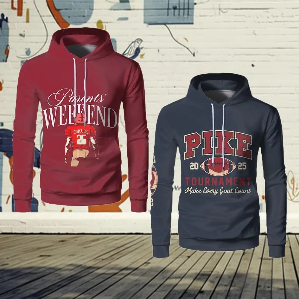 

American Campus Style Football Game Hooded Sweatshirt Party Game Print Personality Hoodie Street Men And Women Sports Pullover