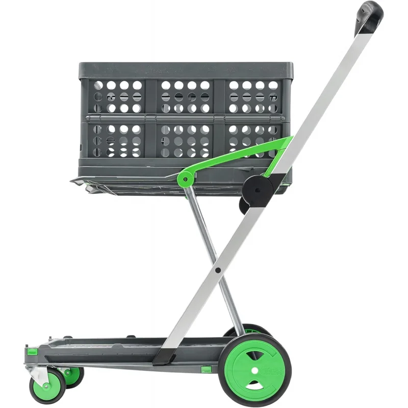 

Multi-functional Collapsible Cart, Mobile Folding Trolley with Storage Crate, Heavy Duty Platform Truck, Portable Shopp