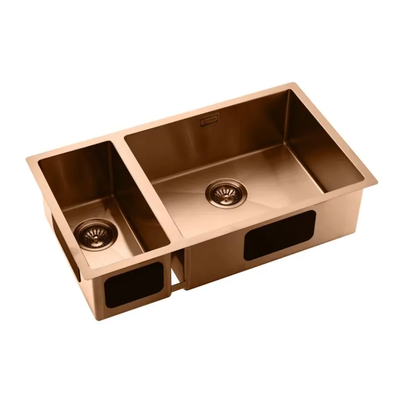 Fregadero de Cocina Mouhoti Rose Gold, Fregadero de Acero Inoxidable de Dos Tazones 201/304 para el Hogar y la Cocina