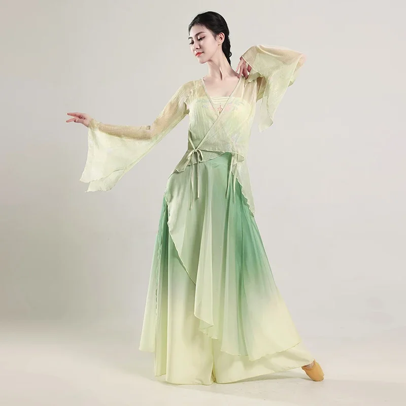 

Классическое танцевальное платье, профессиональная одежда для тренировок, марлевая китайская классическая одежда для танцев и шоу в этническом стиле