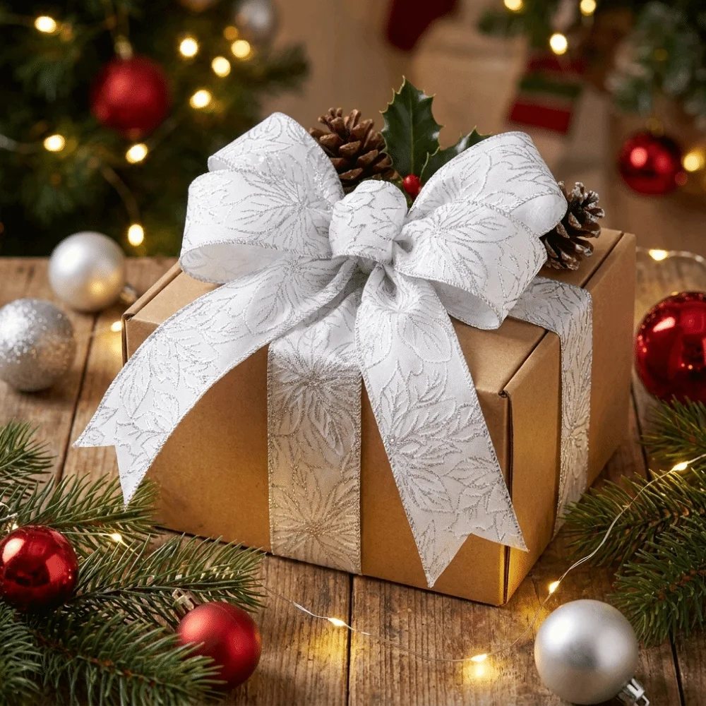 Embroidery Xmas Decorations - Cinta de encaje bordada con flores,