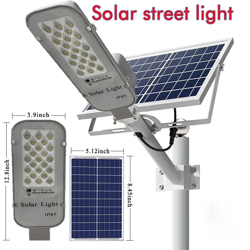 Outdoor Solar Lamps Solar Powered Streetlight Waterproof Remote Control Integrated Glare Energy Saving Garden Street Lights