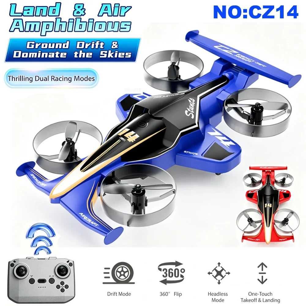 New 2in1 Amphibious RC Car And RC Plane 2.4G Left and Right Throttle Drift Racing Fixed-wing Aircraft Drone Toys For Children