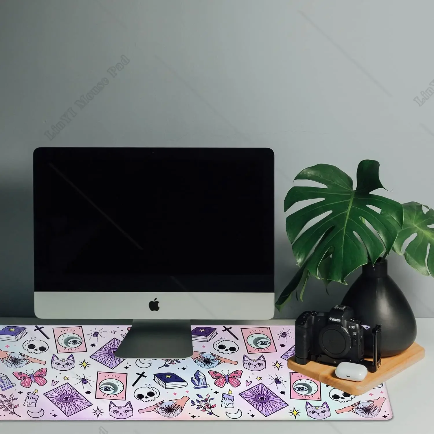 Kawaii Mouse Pad XL น่ารักขนาดใหญ่ Gaming Mouse Pad สีม่วงสีชมพูแม่มด Mouse Pad Spooky แม่มดฮาโลวีน Desk Decor 31.5X11.8 นิ้ว