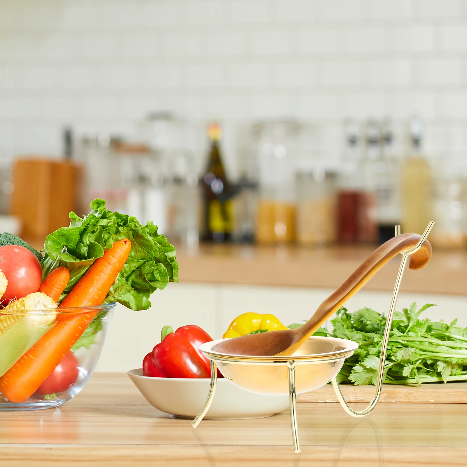 

Detachable Spoon Rack Stainless Steel Utensil Holder Small Gold Single Pc Corrosion Resistant Multi Functional Kitchen ganizer