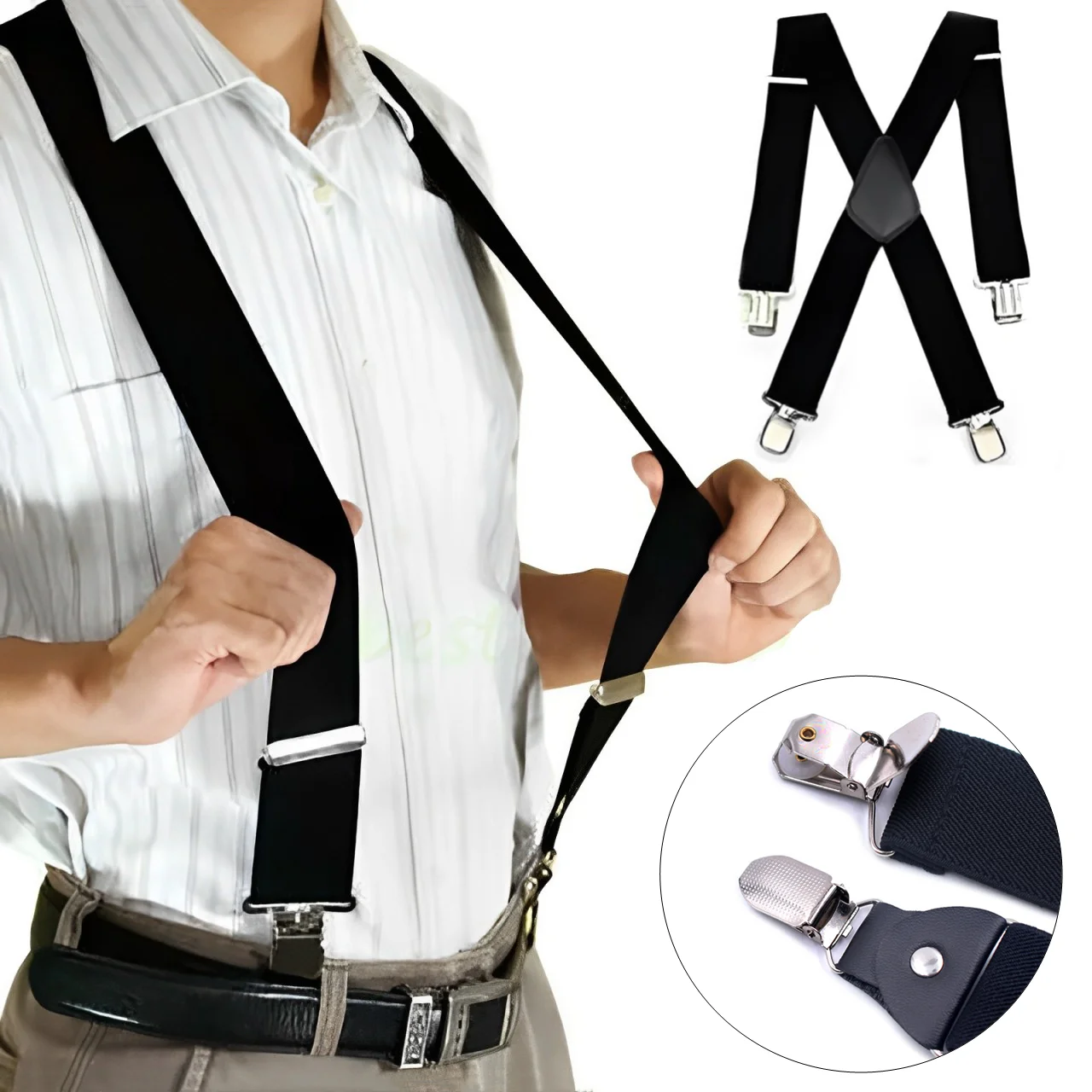 35 مللي متر واسعة الرجال الحمالات عالية مرونة قابل للتعديل 4 مقاطع قوية الحمالات الثقيلة X الظهر بنطلون الأقواس النساء السراويل يبقى