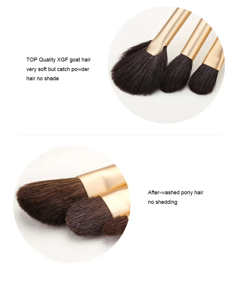 Setelan Kualitas Tinggi/15 Buah Kuas Rias Profesional Rambut Kambing untuk Foundation Concealer Perona Pipi