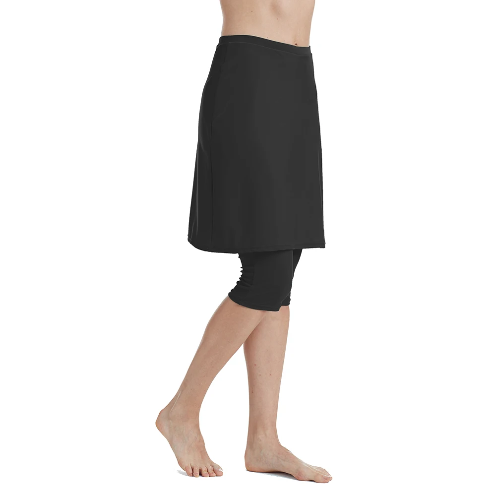 Women's capris leggings energetic skirt swimsuit sunscreen ski （black）