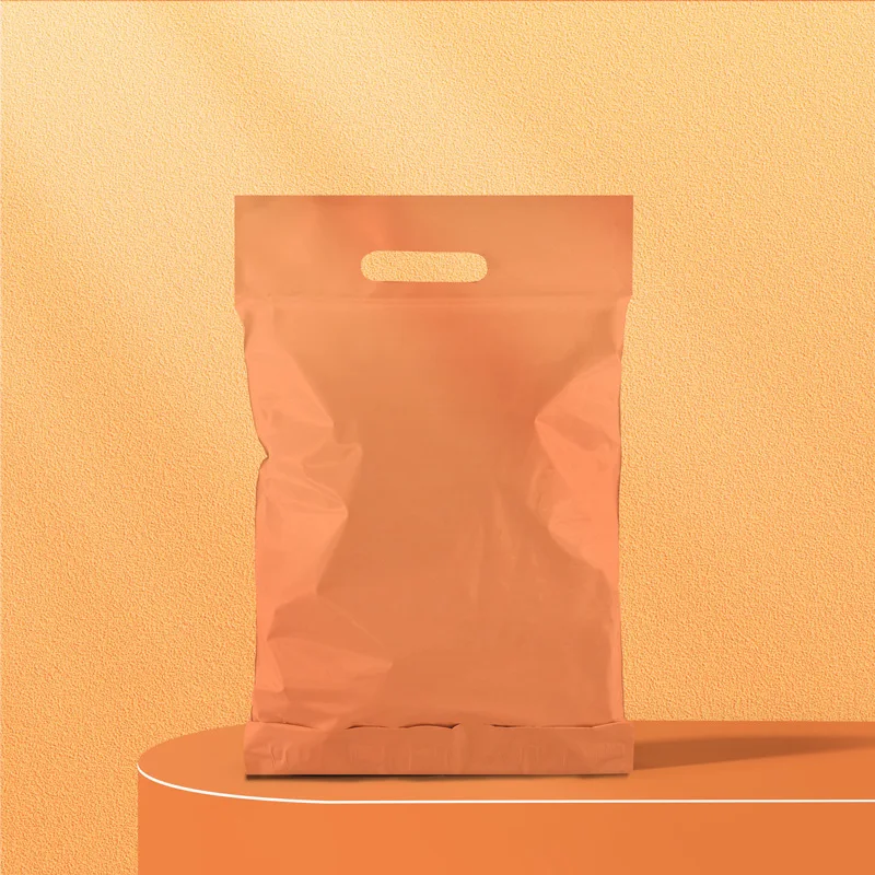 100Pcs/Pack Orange Plastic Shipping Envelope 25x33cm Poly Courier Bag with Handle Clothing Packaging Express Bags Business Pouch