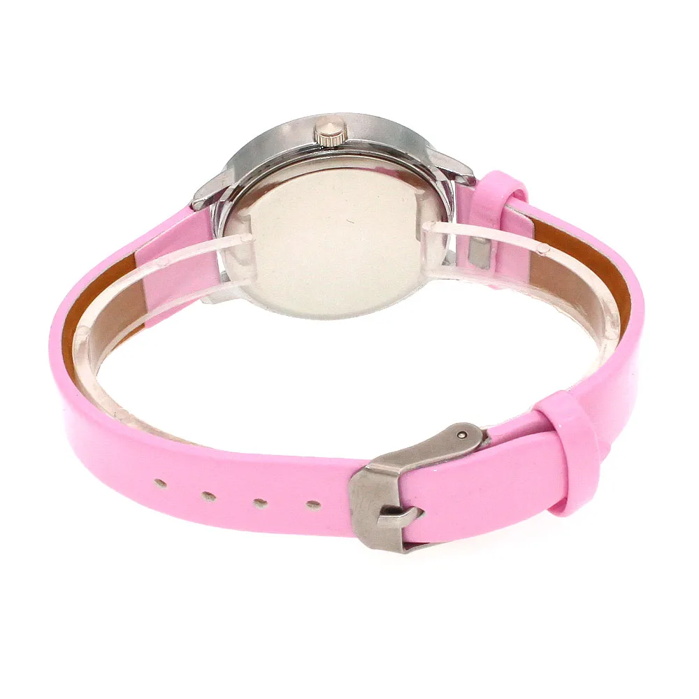 Fashionable Kids Quartz Watch Leather Strap Silver Case Easy Read 28MM Children's Watch for Boys And Girls Gift