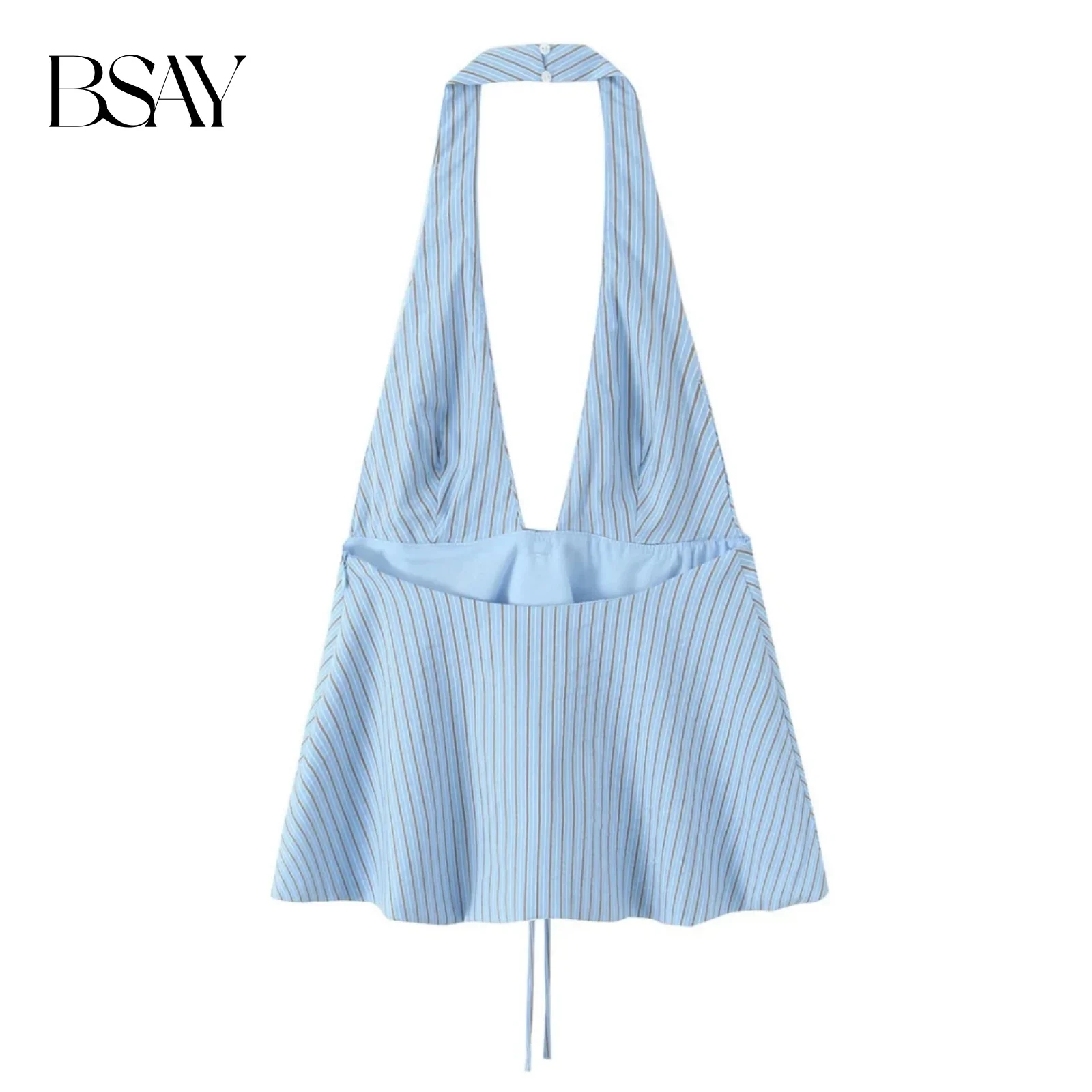 بلوزة BSAY للنساء موضة الصيف المشارب القوس الرسن أكمام عارية الذراعين بروتيل تانك شيك أنثى مثير ملابس الشارع الشهير سترة Mujer #3
