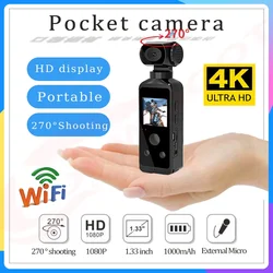 4K HD Mini Wifi Camera 270° Rotatable Waterproof Action Pocket Camcorders Outdoor Sports Bicycle Video Recorder with Microphone