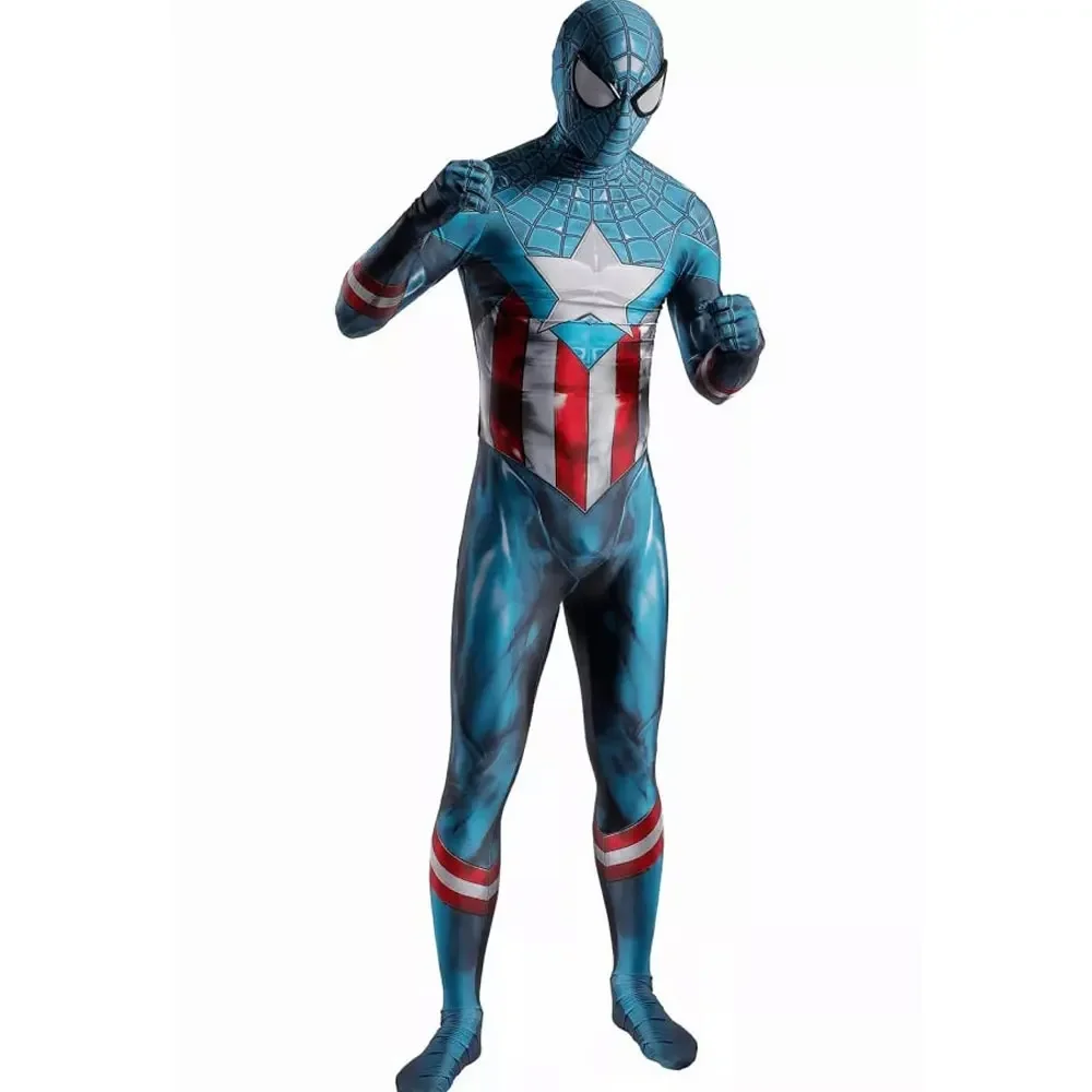 Halloween Male Captain Advance Spider Costume Superhero Cosplay Zentai Suit Game Adults Kids Men Boys Bodysuit Party JumpSuit