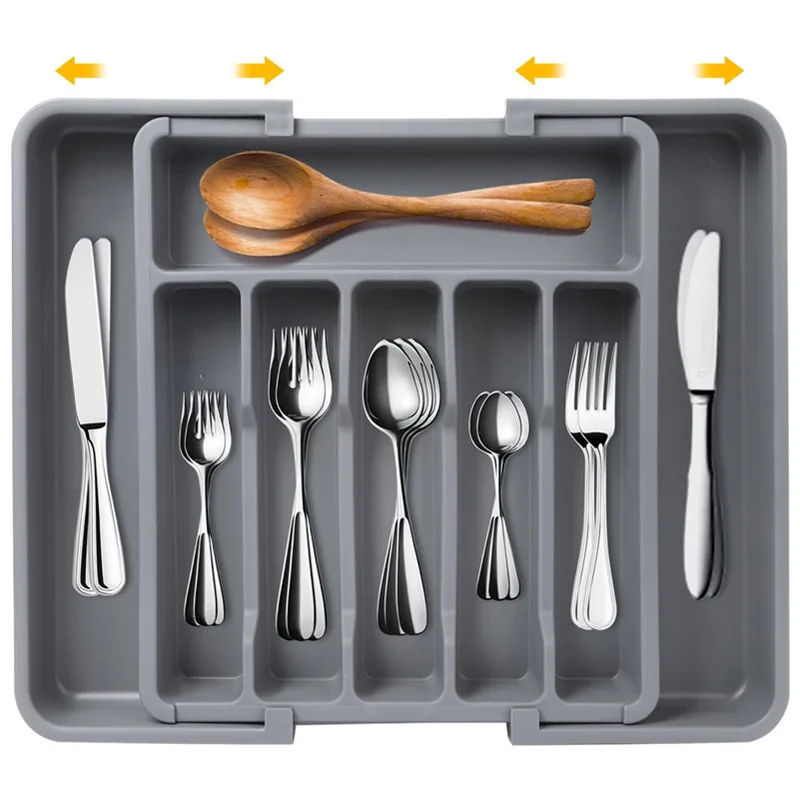 

​Expandable Tableware Organizer Pro-Universal Plastics Drawer Tray | Telescopic Cutlery Storage for Kitchen Cabinet/Restaurant