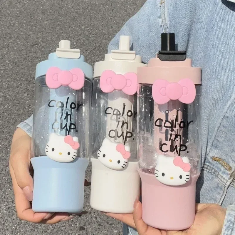 Süße Hallo Kitty Anhänger Anime Kawaii Sanrio Speicher Wasser Tasse niedlichen Cartoon große Kapazität tragbare Flasche Tasse Geschenke Spielzeug