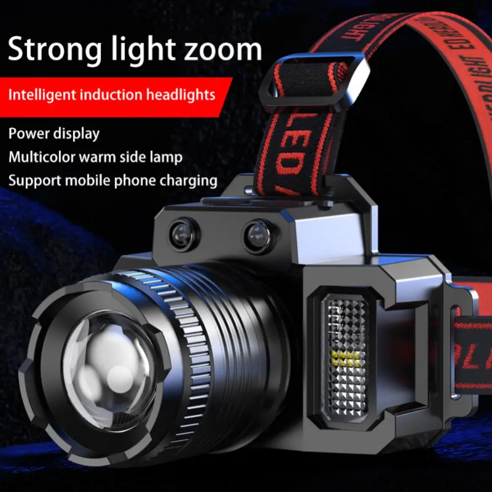 Rechargeable Headlamp Powerful Bright with 5 Modes Head Lamp Motion Sensor Head Lights For Camping Running Cycling