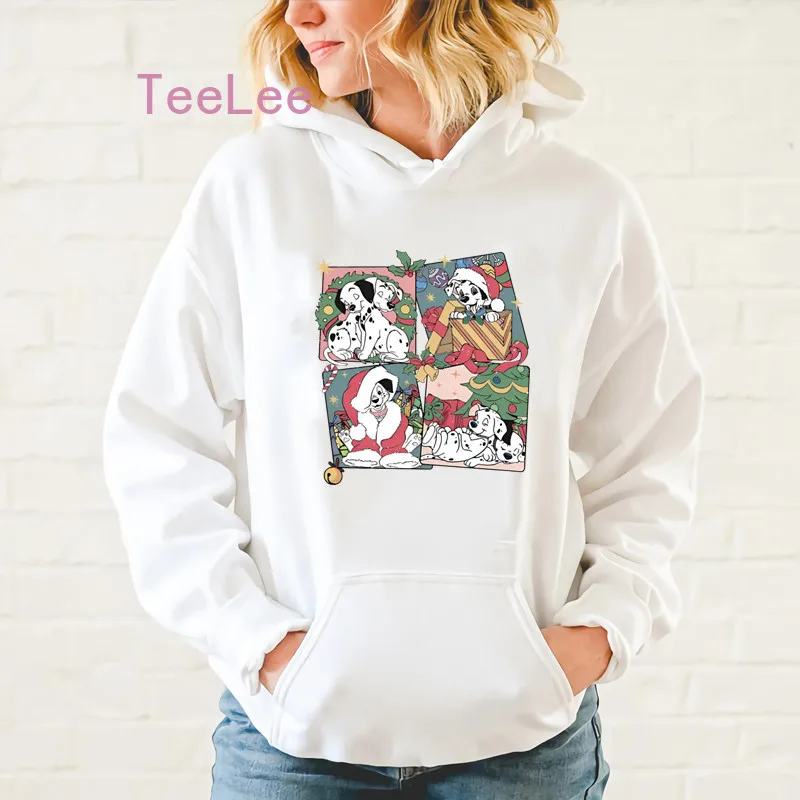 90s Puppies Hoodie Aesthetic Christmas Women Sweatshirt 101 Dalmatians Streetwear Ladies Top Manga Harajuku Clothes Y2k Female