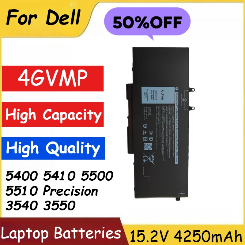 

Brand New Replacement Laptop Battery 15.2V 4250mAh 4GVMP For Dell Latitude 5400 5410 5500 5510 Precision 3540 3550