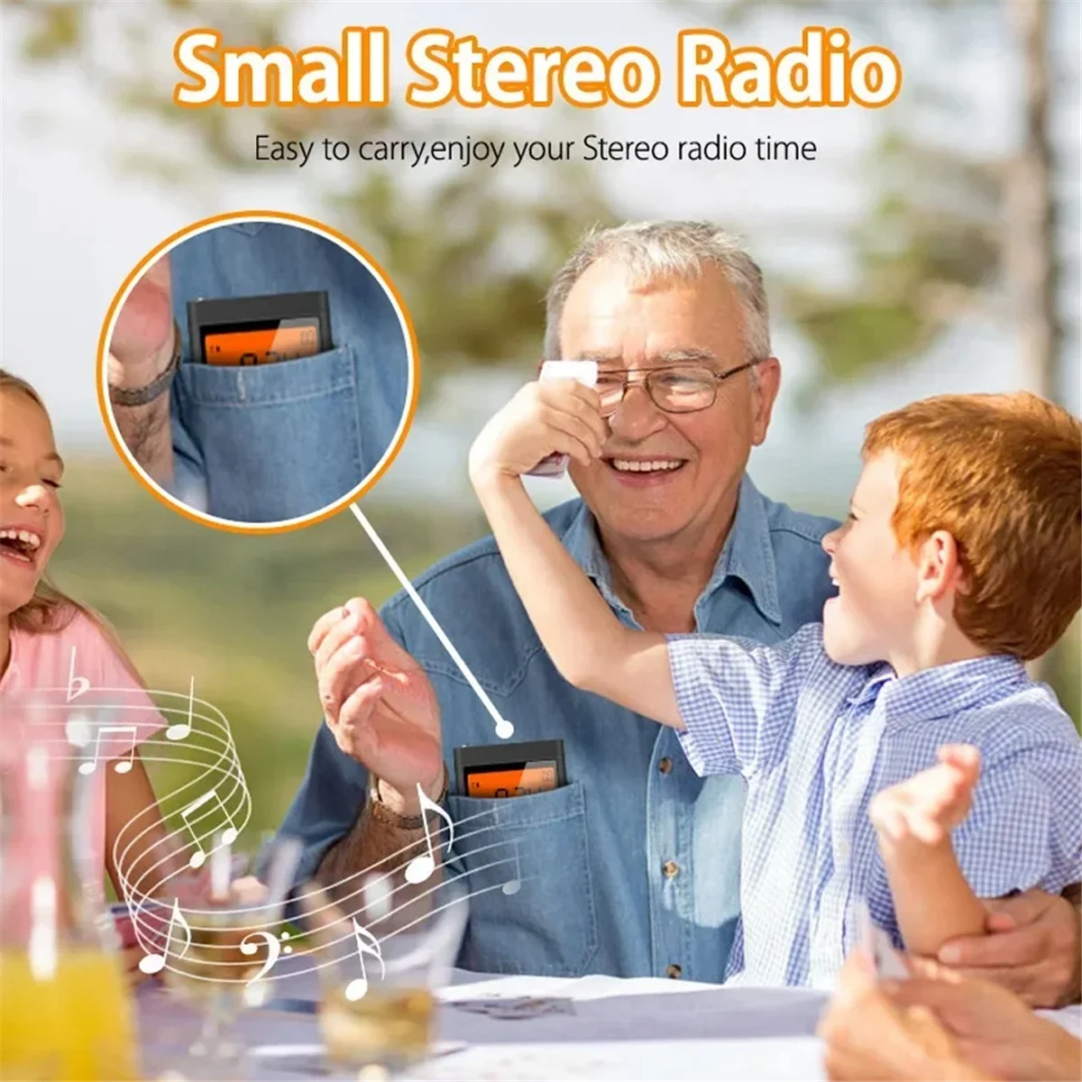 T437C- Portable Weather Radio FM AM NOAA Emergency Pocket Radio with Weather Warning Alarm Clock Mini Handheld Radio