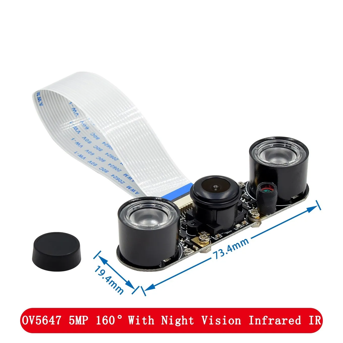 For Raspberry Pi 4 Night Vision Fisheye Camera 5MP OV5647 70/95/160 Degree Focal Adjustable Camera for Raspberry Pi 3 Model B