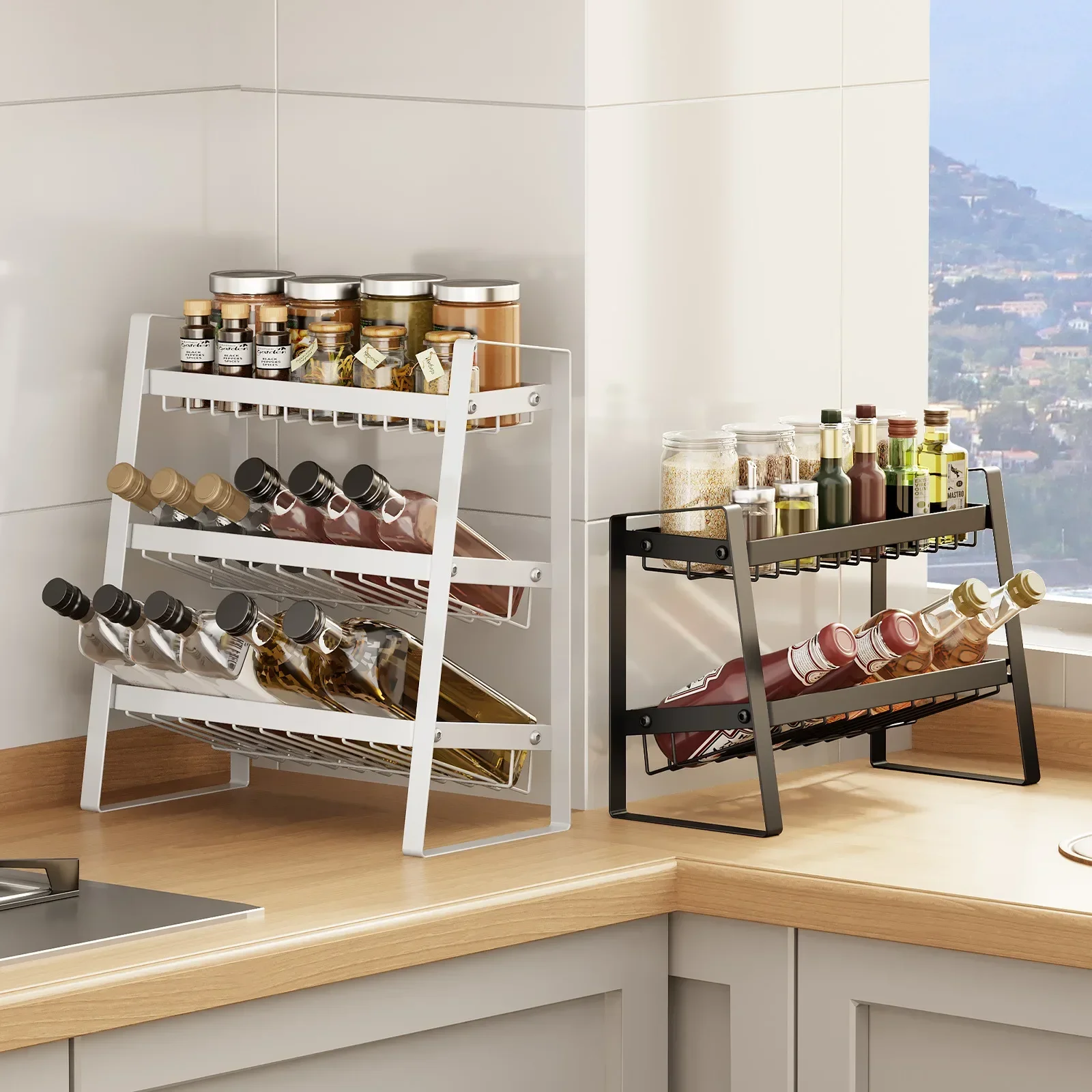 Durable Kitchen seasoning rack countertop multi-layer seasoning rack multi-functional storage artifact