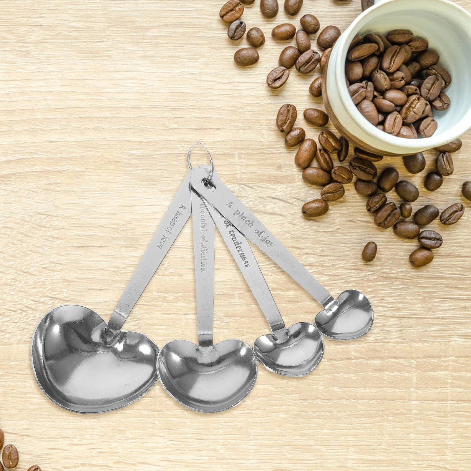 

4 Pcs Stainless Steel Measuring Spoon Set 410 Heart Shaped Kitchen Gadgets Easy Clean Accurate Measurement Cooking Tools