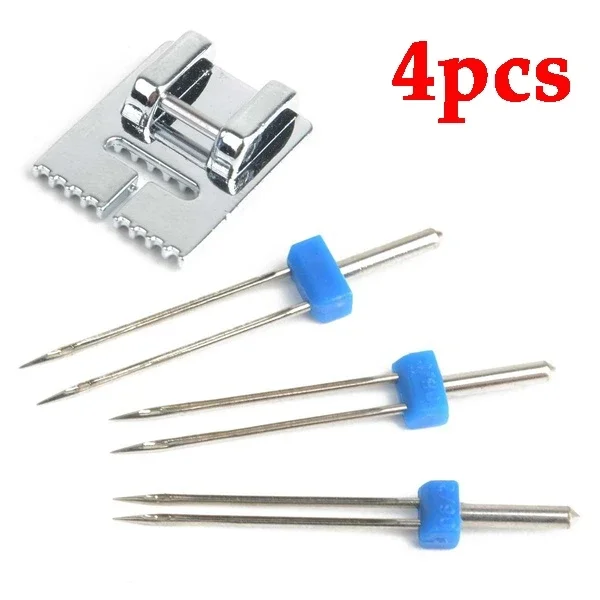 4pcs Double Twin Needle Sewing Presser Foot Set for Sewing Machines Size 2/90 3/90 4/90