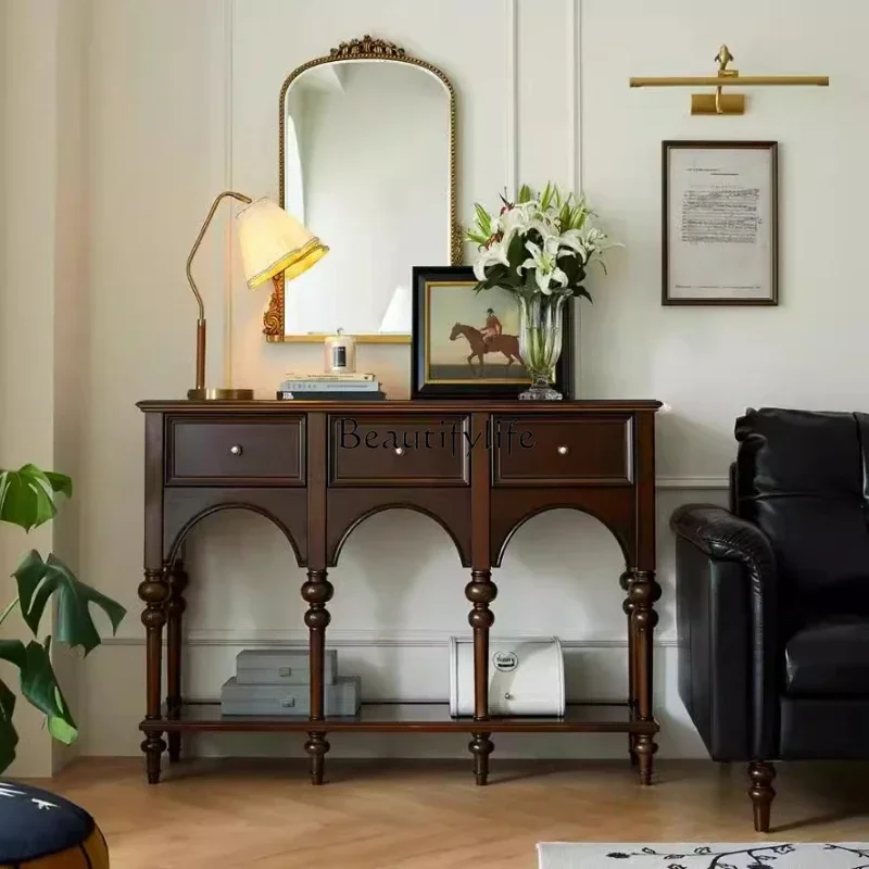 

1PJ12American retro solid wood living room decoration French antique table cabinet