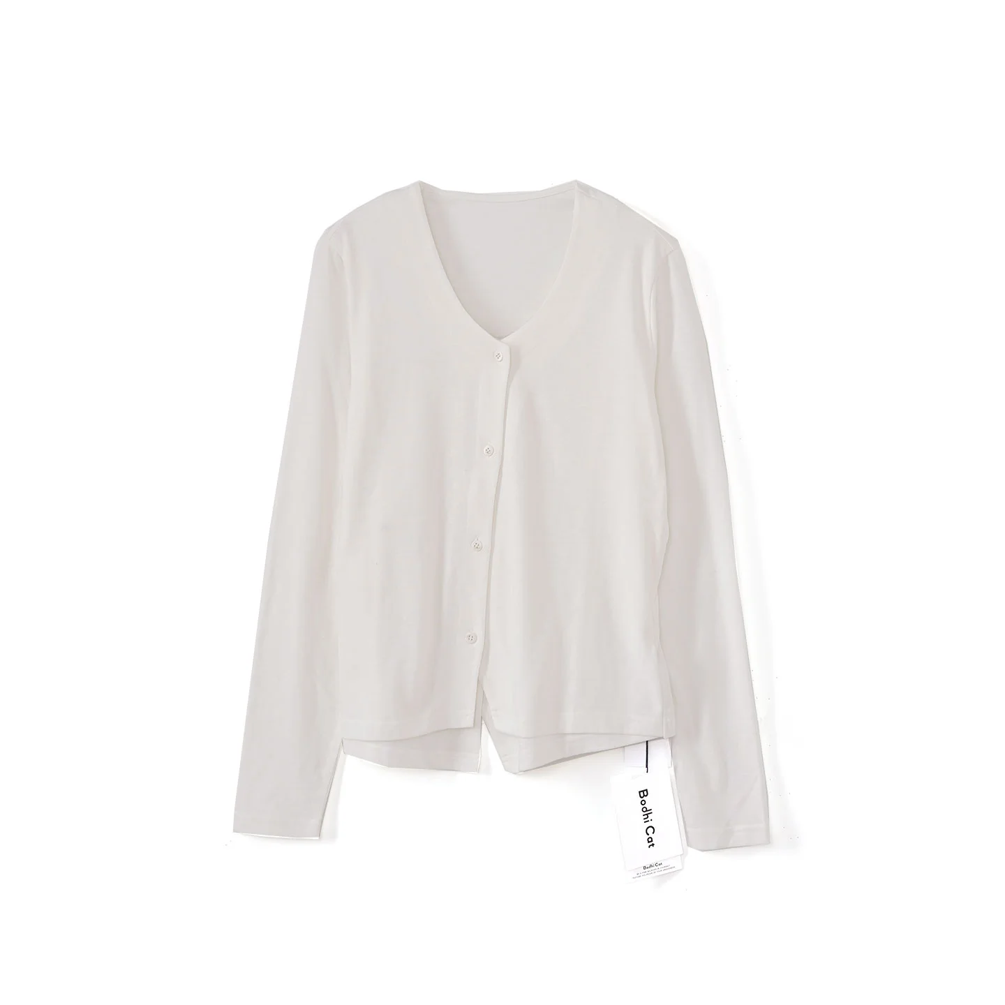 

Bodhl Double Layer Button ort Svel Women's T-irt Casual Breathable Cotton mat Sle Faionable All Seasons