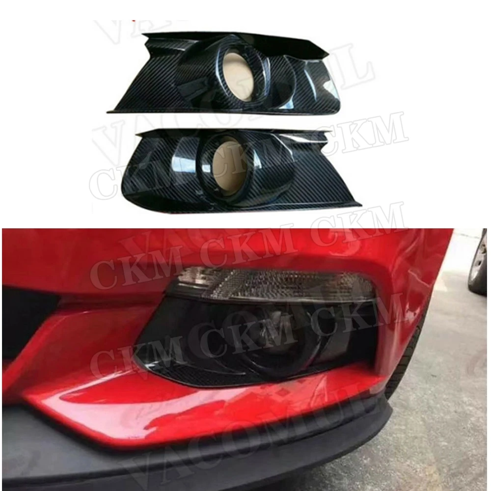 

Carbon Fiber Front Rear Bumper Fog Lamp Foglight Decoration Cover Trim Frame for Ford Mustang 2015 2016 2017 2018