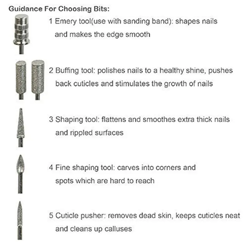 مجموعة مثقاب الأظافر الكهربائية المحمولة، ماكينة سنفرة القلم، ماكينة إزالة جل الأكريليك، مجموعة أدوات إزالة الأظافر مع 6 لقم ثقب الأظافر