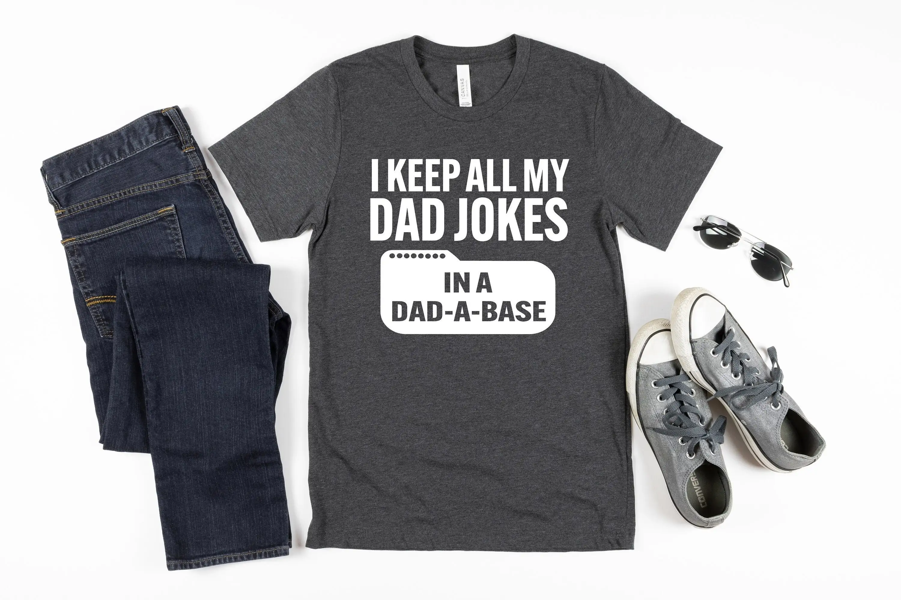 I Keep All My Dad Jokes T Shirt Funny Men a Base Husband Sarcastic Birthday Dadabase Best