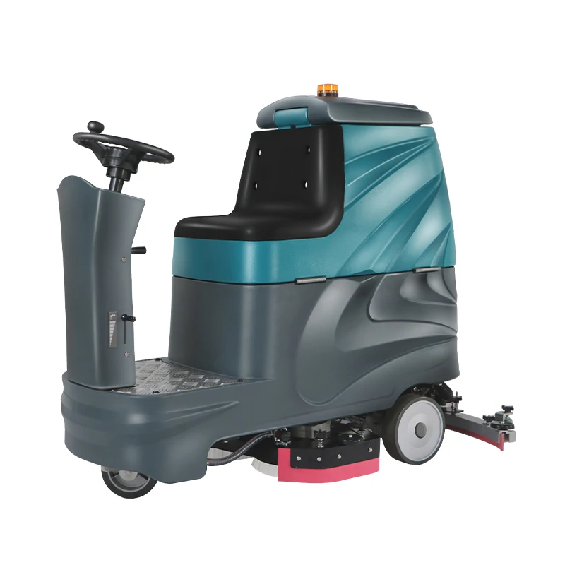 New Double Brush Floor Scrubber Dryer for Cleaning Warehouse Tiles Electric Ride-On Industrial Sweeper 24V Core Motor Pump
