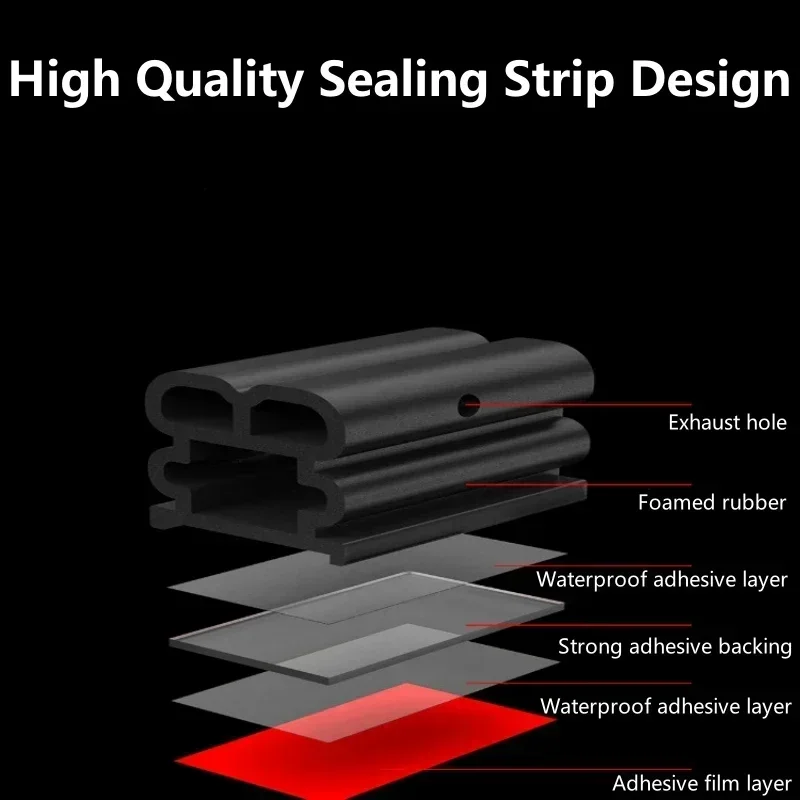 Car Door Seals Double-Layer Auto Weatherstrips Soundproof Waterproof Rubber Car Sealing Strip Universal For Car Door Trunk Hood