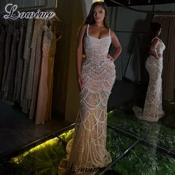 Sexy Champagne Beaded Cocktail Dresses Mermaid Spaghetti Prom Party Dresses Vestidos De Cóctel Engagement Gowns Evening Gowns