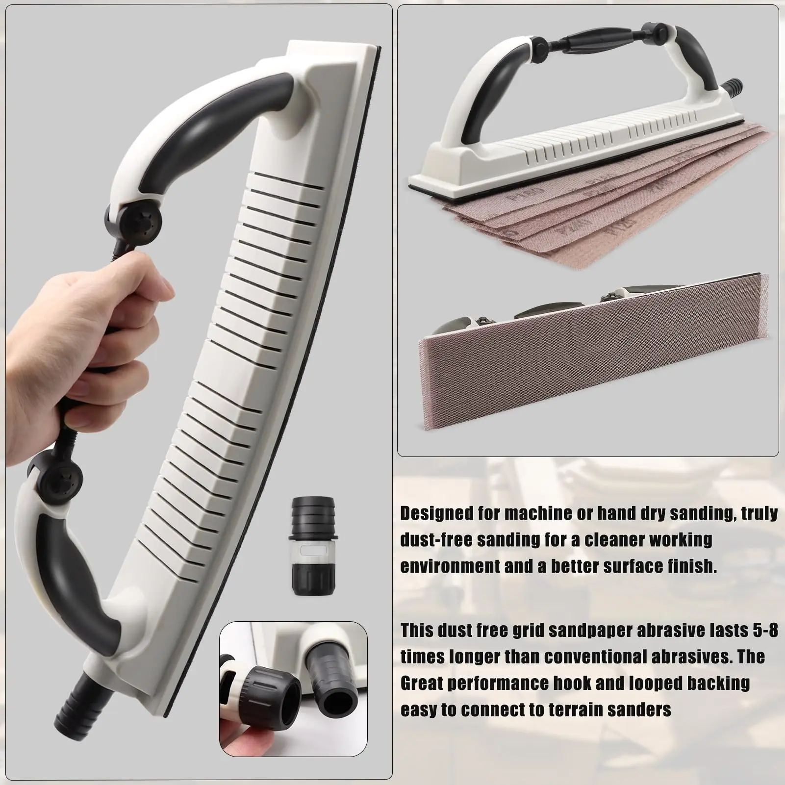 70 × 400MM  Longboard Adjustable FlexibleHand Sanding Block with Hook and Loop Backing Dust-absorbing Hand for Automobile Ship