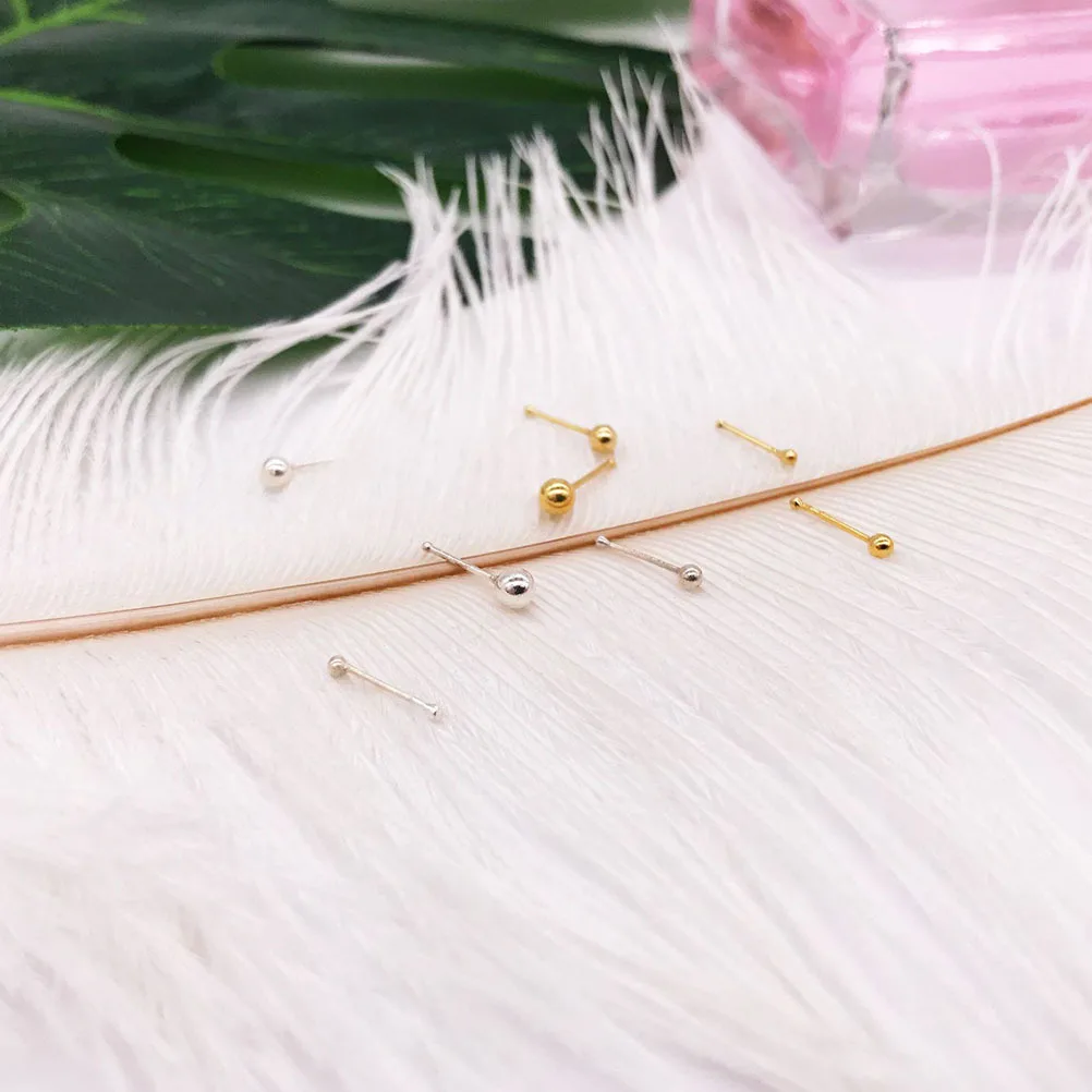 6 قطع من ترصيع الأنف المصنوعة من الفولاذ المقاوم للصدأ للجنسين، سطح أملس ناعم، مجوهرات أنيقة للجسم باللون الفضي والأسود الملون #1