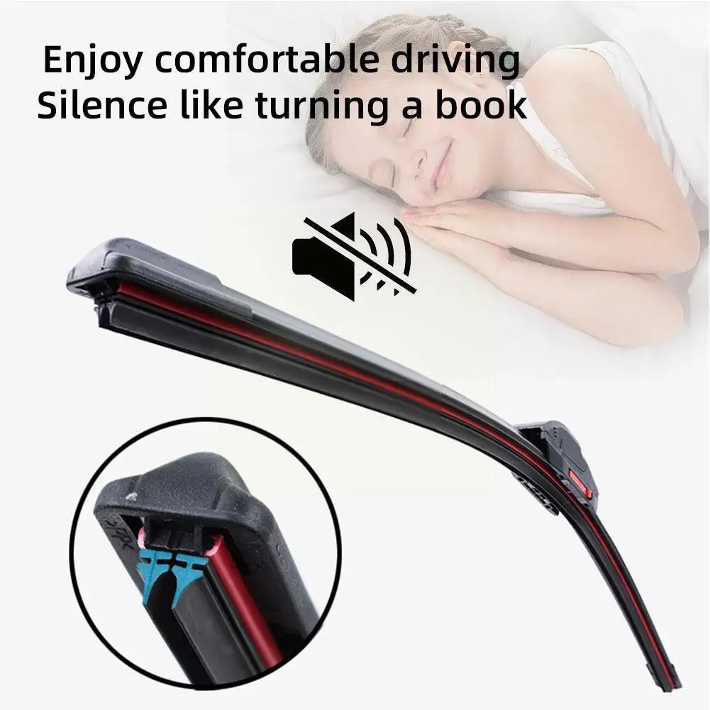 Universal Car Wiper Blades Frameless Bracketless Car Windscreen Rubber Wipers Windshield Soft Strip Double Accessories N2i6